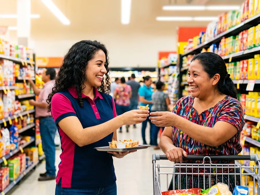 Impulsadora en degustación dentro de supermercado